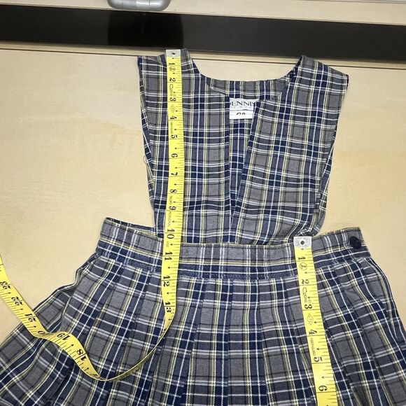 Dennis Uniform Girls Plaid School Jumper Size G8 Gray Blue Acadamia Preppy - Picture 9 of 10